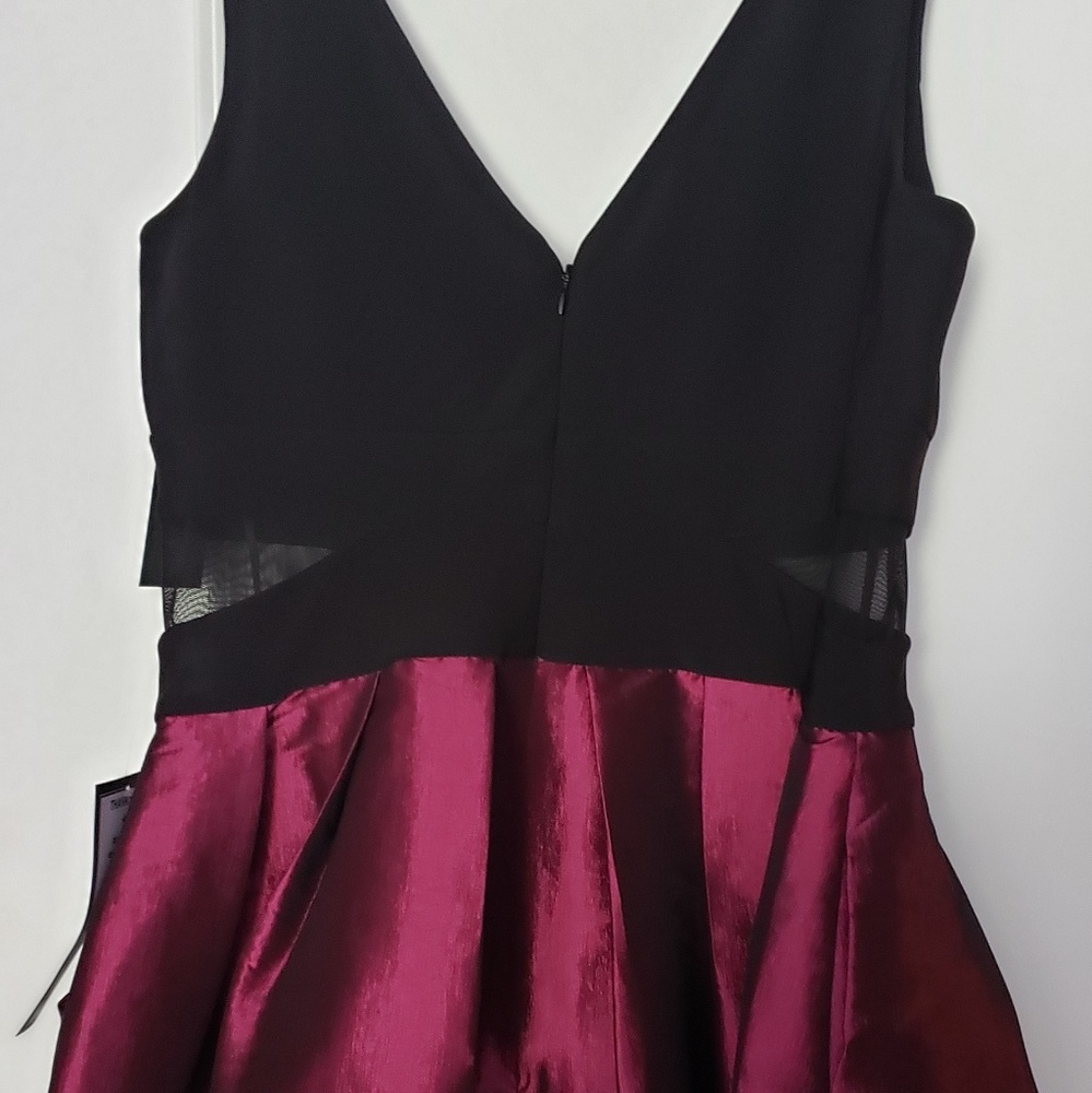 Black/ruby flare party/cocktail dress